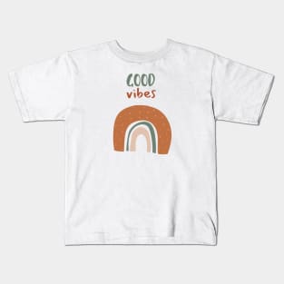 Good Vibes Boho Pastel Rainbow Organic abstract art Kids T-Shirt